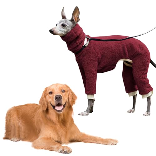 ereqeip Rollkragen-Pyjama für Hunde - Winter-Hundejacke,Dehnbarer Rollkragen-Einteiler für Hunde mit 4 Beinen, vollständig bedeckt, elastisch, hoher Kragen, einfarbig, für kleine, mittelgroße von ereqeip