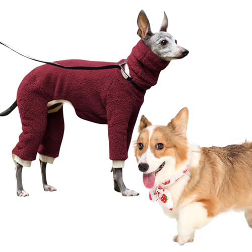 ereqeip Winter-Hundepullover | Warme Hundekleidung,Dehnbarer Rollkragen-Einteiler für Hunde mit 4 Beinen, vollständig bedeckt, elastisch, hoher Kragen, einfarbig, für kleine, mittelgroße und große von ereqeip