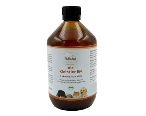 Bio Kleintier EM - Ergänzungsfuttermittel 500ml Glasflasche effektive Mikroorganismen für Hunde, Katzen, Hamster und Co. fermentierter Kräuterauszug von erlesene-naturprodukte