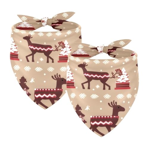Hundehalstuch, Motiv: Weihnachtsbaum, Elch, waschbar, Dreieckstuch für kleine, mittelgroße und große Hunde, Katzen, Haustiere, 2 Stück von etoenbrc