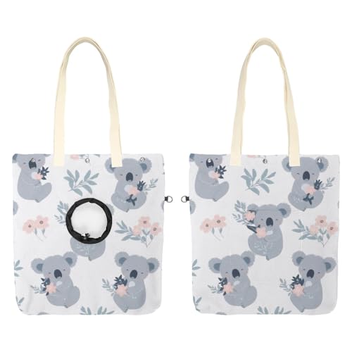 Schultertasche aus Segeltuch, weiche Seiten, Tragetasche für kleine Hunde und Katzen, tragbare Haustier-Handtasche mit verstellbarem Loch, waschbare Reisetasche, Blumenstrauß, Koala, 42 x 40 cm von etoenbrc