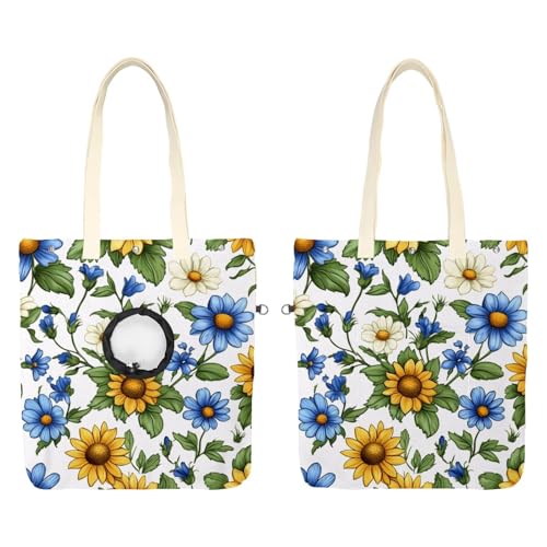 Schultertasche aus Segeltuch, weiche Seiten, Tragetasche für kleine Hunde und Katzen, tragbare Haustier-Handtasche mit verstellbarem Loch, waschbare Reisetasche, Gänseblümchen und Sonnenblumen, 41 x Schultertasche aus Segeltuch, weiche Seiten, Tragetasche für kleine Hunde und Katzen, tragbare Haustier-Handtasche mit verstellbarem Loch, waschbare Reisetasche, Gänseblümchen und Sonnenblumen, 41 x von etoenbrc