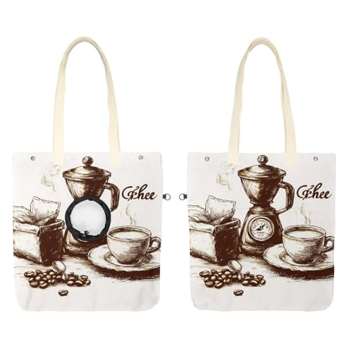 Schultertasche aus Segeltuch, weiche Seiten, Tragetasche für kleine Hunde und Katzen, tragbare Haustier-Handtasche mit verstellbarem Loch, waschbare Reisetasche, Kaffee-Zeit, 42 x 40 cm von etoenbrc