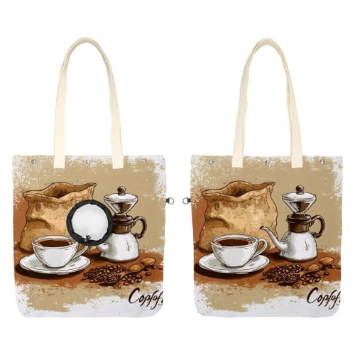 Schultertasche aus Segeltuch, weiche Seiten, Tragetasche für kleine Hunde und Katzen, tragbare Haustier-Handtasche mit verstellbarem Loch, waschbare Reisetasche, Kaffee und Bohnen, 42 x 40 cm von etoenbrc