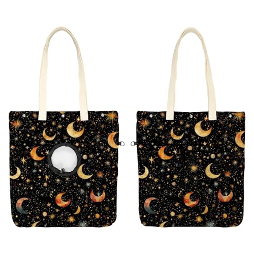 Schultertasche aus Segeltuch, weiche Seiten, Tragetasche für kleine Hunde und Katzen, tragbare Haustier-Handtasche mit verstellbarem Loch, waschbare Reisetasche, Nachthimmel-Galaxie, 49,3 x 41,9 cm von etoenbrc