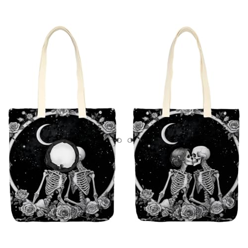 Schultertasche aus Segeltuch, weiche Seiten, Tragetasche für kleine Hunde und Katzen, tragbare Haustier-Handtasche mit verstellbarem Loch, waschbare Reisetasche, Totenkopf-Liebe, 42 x 40 cm von etoenbrc