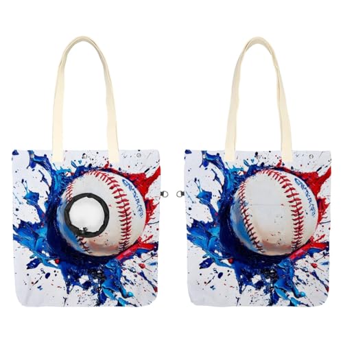 Schultertasche aus Segeltuch, weiche Seiten, Tragetasche für kleine Hunde und Katzen, tragbare Haustier-Handtasche mit verstellbarem Loch, waschbare Reisetasche, rot und blau, Baseball, 41 x 40 cm von etoenbrc