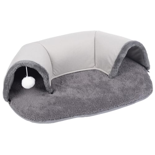 Cat-Tunnel-Bett U-förmig weicher Katzen-Tunnel-Speicherschaum Nicht-Schlupftunnel-Katzenteppich mit hängenden Kugel abnehmbar 29.5x20.9x8.3in Cat Hideaway Kätzchen Lieferungen von eurNhrN