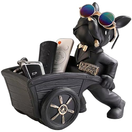 Französische Bulldoggen -Ornamente Harz cooler Hundetaste Schüssel Harz Französisch Bulldogge Statue Snackhalter Moderne Bulldoggenschale Hunde Pushing Cart Home Gegenstände von eurNhrN