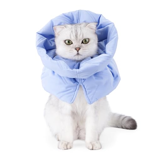 eurNhrN Katzenkegelkragen einstellbar warmes weiches Katzenkegel Anti-Kratzer-Stop Licking Folding Cat Recovery Collar Kätzchen Kegel m Haustierzubehör von eurNhrN