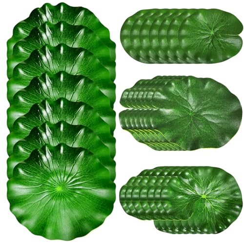 eurNhrN 28 PCs Lily Pad Floating Mat Artificial 4 Arten realistische Dekor schwimmende Blätter verblassen resistente Wasser Laub Sommerlily Pads für Terrassen Haustierprodukte von eurNhrN