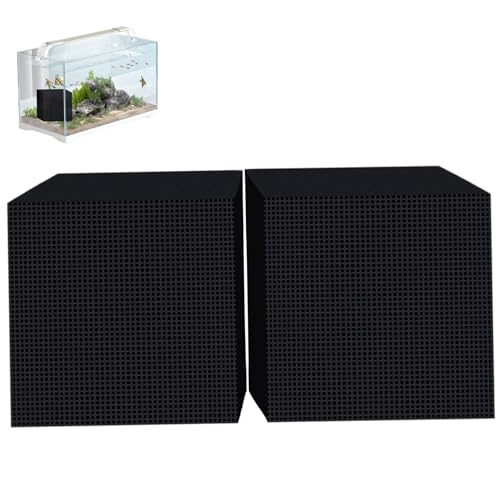 eurNhrN 2pcs Wassertrogreiniger Würfel 4x4x4in Starke Filtration aktiviertes Kohlenstoff Aquarium Kohlenstoff wiederverwendbares Tierwassertank für 39,37 Zoll Fischtank Haustierprodukte von eurNhrN