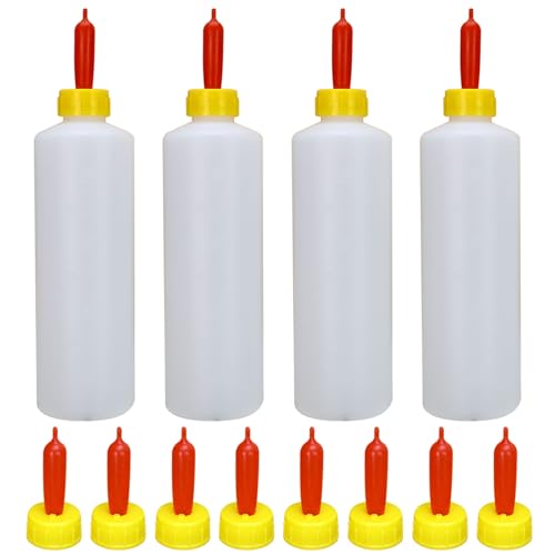 eurNhrN 4pcs Ziegenflaschen mit 12 pcs Ziegennippel, 14oz/400 ml Plastiklammflasche, Wiederverwendbare Babyziegenlieferungen zum Füttern von Schafewelpen Tierwaren von eurNhrN