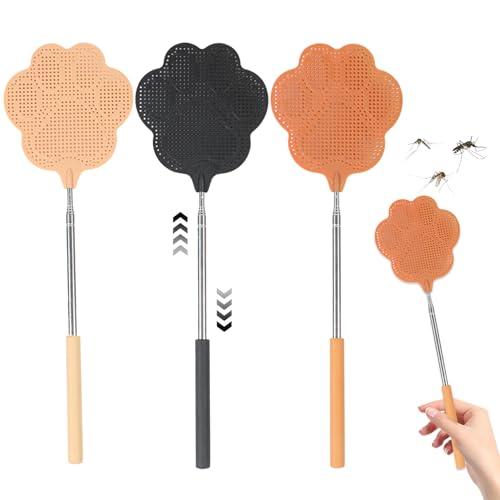 eurNhrN Erweiterbare Fliege Swatter 3pcs 11.4-29.5 Fliegenschuhhandbuch Pfotenförmiger Fliegensschwatter Hochleistungsfeinnetz PP Edelstahl Fliege Swatter Horse Supplies von eurNhrN