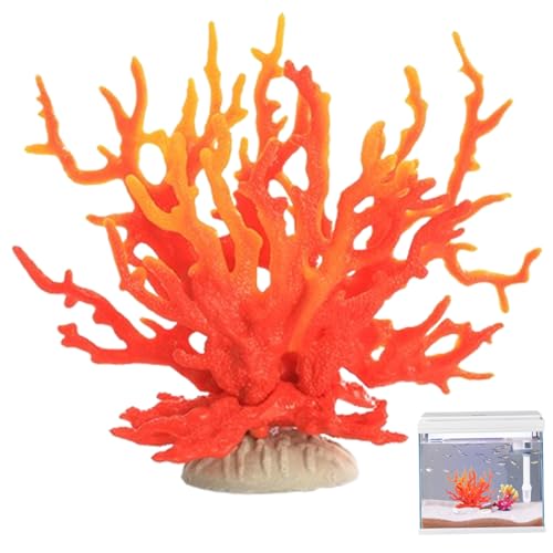 eurNhrN Korallendekor, künstliche Korallenriff Dekor, 6.7x2.6 '' Fake Coral Ornament, dekorative lebensechte Korallenskulptur Strandzimmerdekor, rote orangefarbene Haustierprodukte von eurNhrN