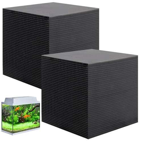 eurNhrN Wassertrogreiniger Würfel 2pcs 4x4x4 Wabe aktiviertes Kohlenstoff für Fischtank komprimiert hohe Absorption Waschbar wiederverwendbares Aquariumfilter -Haustierprodukte von eurNhrN