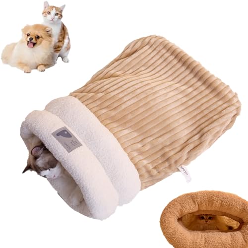 Luniun Cozy Cat Bed Sleeping Bag,Cat Sleeping Bag for Indoor Cats,Winter Cat Sleeping Bag,Cozy Sleeping Bag for Cats,Cozy Tunnel Sleeping Bag for Cats,Soft Plush Large Cat Sack (Brown,L) von evtbtju