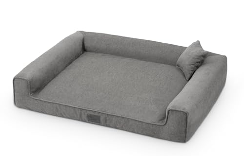 exclusive BED Hundebett Sofi Grosse Mittelgroße Kleine Hunde - Hundekissen Hundematte aus Polyurethan - Waschbar Kuschelig Langlebig Abriebfest Reißfest (L| 85x65cm, Grau) von exclusive BED