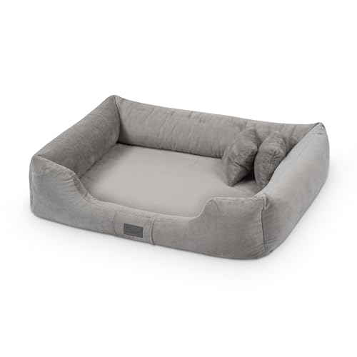 exclusive BED Orthopädisches Hundebett Candy Grosse Mittelgroße Kleine Hunde - Hundekissen Hundematte aus Plüsch - rutschfest Kuschelig Langlebig Abriebfest Reißfest (L+|90x70cm, Grau) von exclusive BED