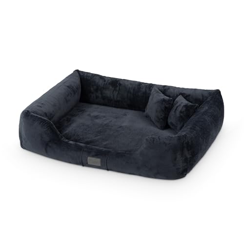 exclusive BED Orthopädisches Hundebett Candy Grosse Mittelgroße Kleine Hunde - Hundekissen Hundematte aus Plüsch - rutschfest Kuschelig Langlebig Abriebfest Reißfest (XL+|110x90cm, Marineblau) von exclusive BED