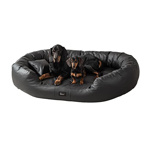 exclusive BED Orthopädisches Hundebett Nancy Premium Grosse Mittelgroße Kleine Hunde - Hundekissen Hundematte aus Öko-Leder - rutschfest Langlebig Abriebfest Reißfest (XXL, Schwarz) von exclusive BED