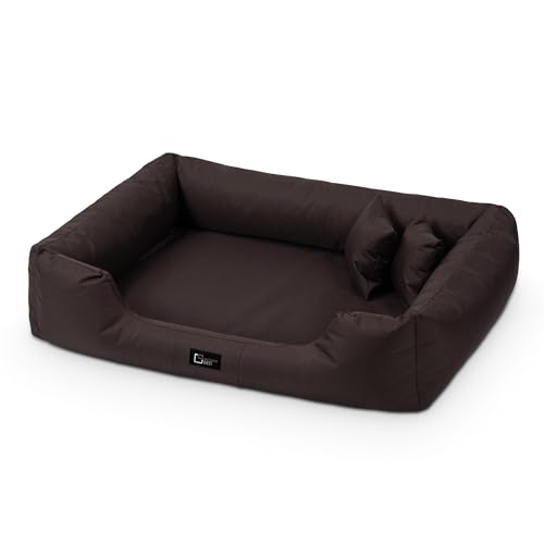 exclusive BED Orthopädisches Hundebett Puffi Orto Grosse Mittelgroße Kleine Hunde - Hundekissen Hundematte aus Polyester - Wasserfest Langlebig Schmerzlindernd Abriebfest (L+|90x70cm, Braun) von exclusive BED