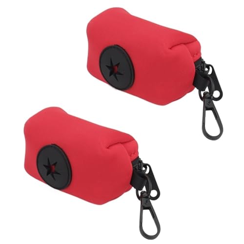 2Pcs Katze Hund Poop Tasche Außen Haustier Müll Lagerung Abfall KOT Taschen Dispenser Leinen Zubehör (Color : 2pcs Red) von eyob