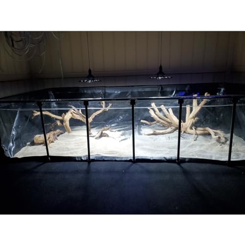 Aquarium PVC-Leinwand Teich, Stahlrahmen-Pool Mit Transparenter Sichtscheibe, Hinterhof Wasseraufzuchtbecken Für Koi Goldfisch Display Zeigen (Farbe : Blue-Clear, Größe : 120x80x51cm) von ezkxoprs