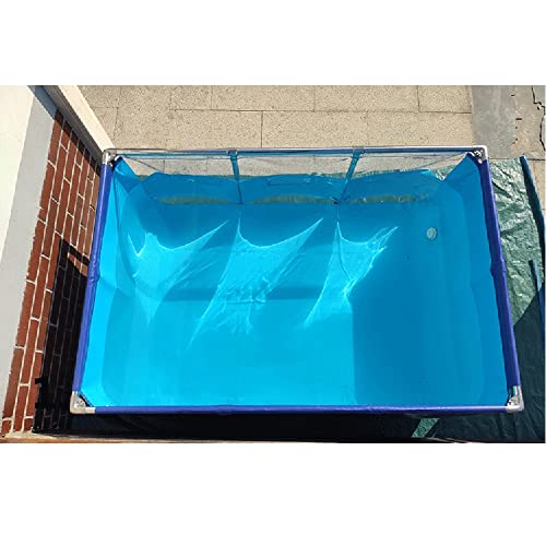 Innenbereich Freistehendes Aquarium, PVC-Leinwand Mit Stahlrahmen, Flexible Teichfolie Zuchtteich Für Koi, Goldfische, Inklusive Ablassventil & Sichtfenster (Farbe : Blue-Clear, Größe : 120x80x51cm von ezkxoprs