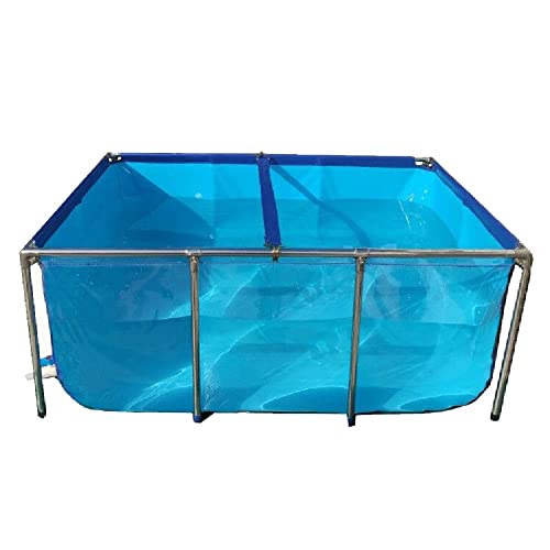 Innenbereich Freistehendes Aquarium, Segeltuchrahmen Fischteich Mit Transparenter Sichtscheibe Und Ablassventil, Zuchtwasserbehälter Für Koi, Goldfisch (Farbe : Blue-Clear, Größe : 100x70x61cm) von ezkxoprs