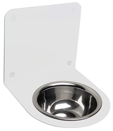 faciloo Futternapf 240 x 212 x 262 mm Weiss Matt Futterstation Futterbar Wandhalter Halterung Mit Einem Napf Katzennapf Edelstahlnapf Wassernapf Trinknapf von faciloo