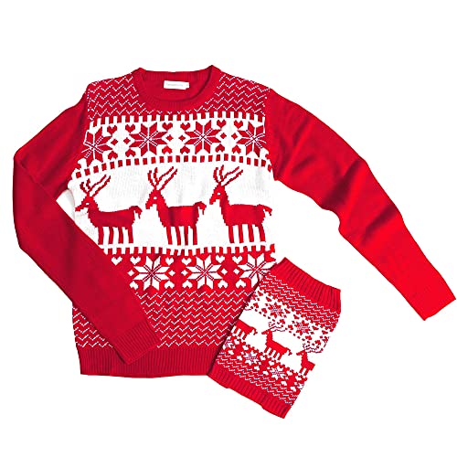 famjamjams Passende Haustier- und Besitzer-Pullover – 100% Acryl Haustier Eltern Hund hässlicher Weihnachtspullover – Klassischer Weihnachten, menschliches Unisex XL (passt wie Damen XL/Herren M) – Hundepullover separat in den Warenkorb legen von famjamjams