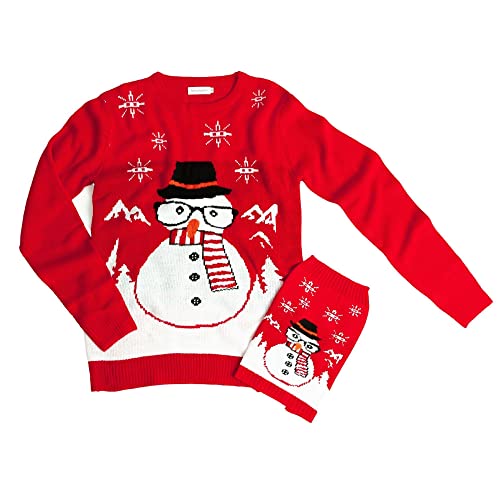 famjamjams Passende Haustier- und Besitzer-Pullover – 100 % Acryl Pet Parent Dog Twinning Holiday Ugly Christmas Sweater – Schneemann, Hund L, Rückenlänge 40,6 cm – fügen Sie menschliche passende Pullover separat in den Warenkorb hinzu von famjamjams