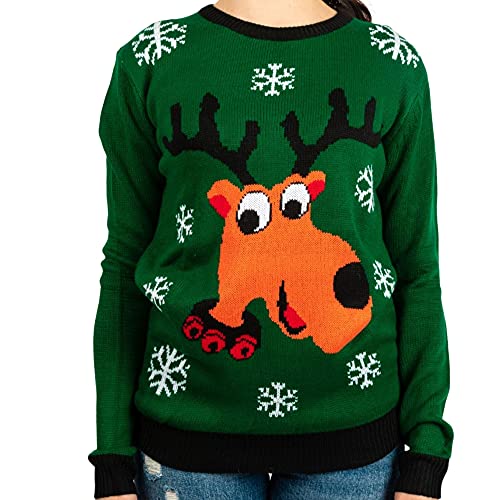 famjamjams Passende Haustier und BesitzerPullover – 100 % Acryl Haustier Eltern Hund hässlicher Weihnachtspullover – Rad Rentier Mensch Unisex 3XL (passt wie Wmn's 3XLHerren XL) – Hundepullover von famjamjams