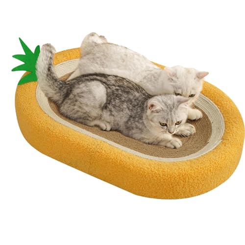 Katzenkratzer, Katzenkratzpappe, Katzenkratzschale, ananasförmiges Katzenkratzbrett, Flexible, ovale, gewellte Kratzbox mit Matte, Katzenkratzlounge für Hauskatzen von fanelod