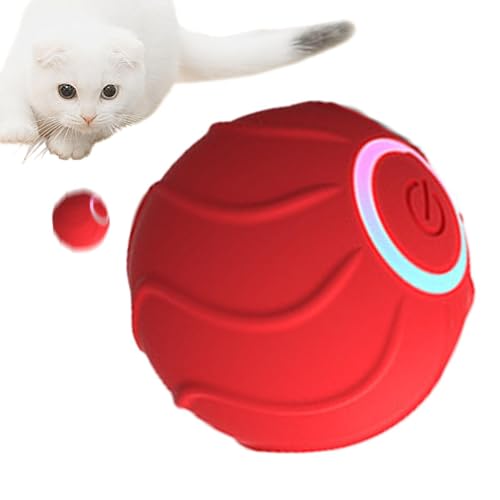 fanelod Interaktives Katzenballspielzeug, automatischer Katzenball, Katzenspielzeugball für Katzen, automatisch um 360° drehbares Kätzchenspielzeug, interaktives Katzenspielzeug für den Innenbereich von fanelod