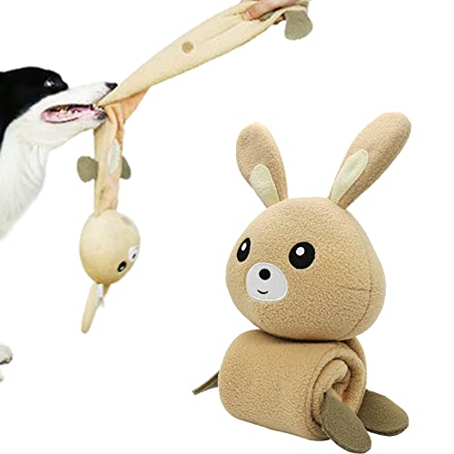 fanelod Kaninchen-Kauspielzeug für Hunde, Niedliches Haustier-Schnüffelspielzeug, Leckerli-Spielzeug für Haustiere, interaktives Haustierspielzeug, gerolltes, hautfreundliches Hasenspielzeug von fanelod