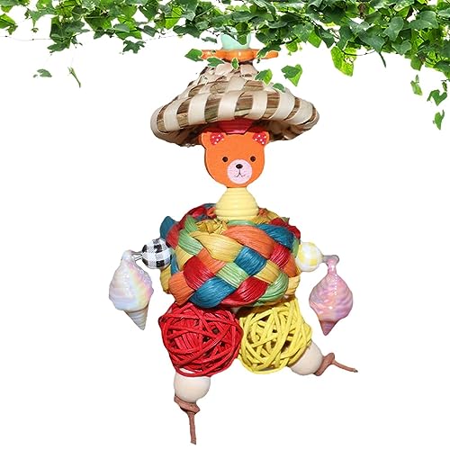 fanelod Kauspielzeug für Papageien, Rattan-Ball, gewebter Stroh, Hatman, Papageienbehang, Sepak Takraw – 10 x 18 cm, Vogel-Papageien-Ball, gewebter Stroh, Hatman oder Sittiche, Nymphensittiche von fanelod