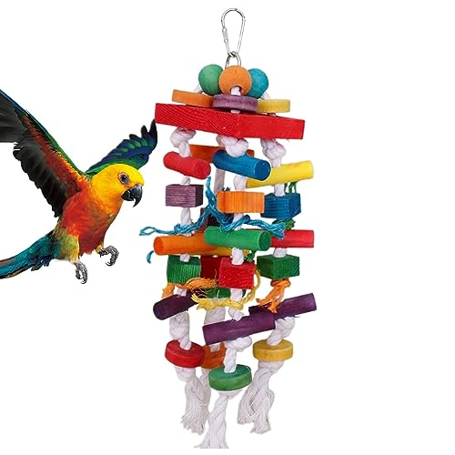 fanelod Papageienkäfig Beißspielzeug – Holzbeißkäfig Vogel Papageienspielzeug – verschleißfester Holzblock für Vögel, Papageien, Spielzeug für Vögel, Nymphensittiche, mittelgroße Papageien, kleine von fanelod