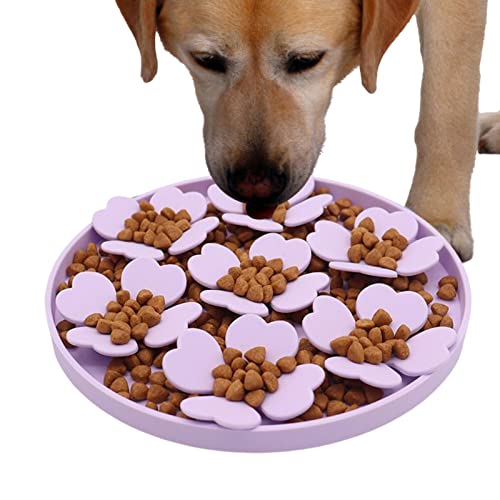 fanelod Silikon-Hundefuttermatte mit Saugfunktion - Erdnussbutter Slow Feeder Bowl | Puzzle-Futterspender mit Saugnapf, erhabenes Blumendesign für Wasserjoghurt, Nass- oder Trockenfutter, Linderung von fanelod