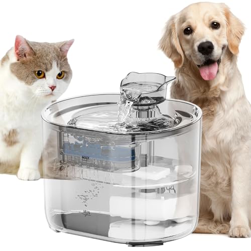 Haustier Wasserspender Katze Wasserspender Hund Wasserspender 2,126.2 g 2.2L mit Sensor Ultra Leise Wasserpumpe 5-fach Filter Transparentes Material Klarer Wasserstand Geeignet für Katzen und Hunde von fapugh