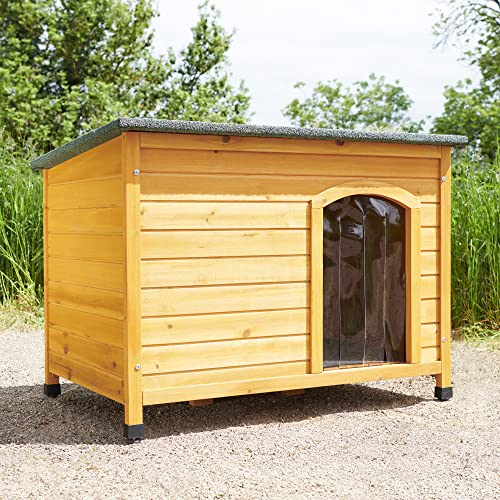 „feel good“FeelGoodUK Mittelgroße Hundehütte aus Holz mit Zungen- und Nutplatten, hochklappbarem Dach, Windschutz, ideal für mittelgroße Hunderassen von feel good