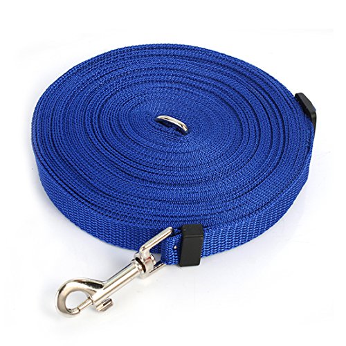 Ausbildungsleine Schleppleine Schauleine für Kleine Mittelgroße Grosse Hunde Retrieverleine Trainingsleine Fährtenleine Nylon Band Seil Agilityleine Lange Hundeleine 50M (2.5CM * 10 M, blau) von feiling