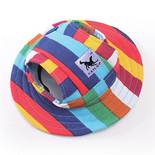 Hunde Hut für Welpen Kostüm Zubehör Prinzessin Sunbonnet für Katzen Kleine Hunde Stirnband Sonnenhut Kopfbedeckung Einstellbare Hundecap mit Ohr-Löcher Mütze Mesh (S, bunt) von feiling