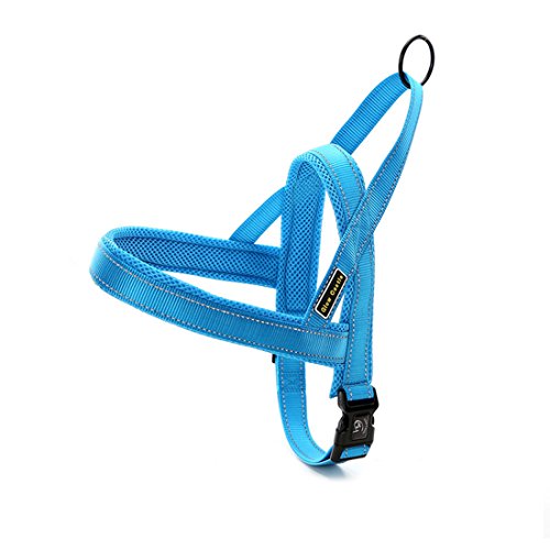 Hundegeschirr Mesh Welpengeschirr Nylon Norwegergeschirr Soft Vest Harness Brustgeschirre Reflektierende Sicherheitsgeschirr Brustgurt für Kleine, Mittlere und Große Hunde (S, blau) von feiling