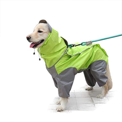 Patchwork Regenmantel für Hund Hunderegenmantel wasserdichte 4-Beine Regensjacke Haustier Raincoat Dog mit Abnehmbar Kapuze für Kleine Mittelgroße und Grosse Hunde (24#, grün) von feiling