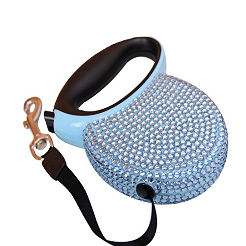 Süße Rollleine Ausziehbare Strass Hundeleine Walking Leine Einziehbare Welpen Kleine Mittlere Hunde Haustier Katzen Erziehungsleine Schleppleine Aufrollbare Retractable Leash Hundeführleine (blau) von feiling