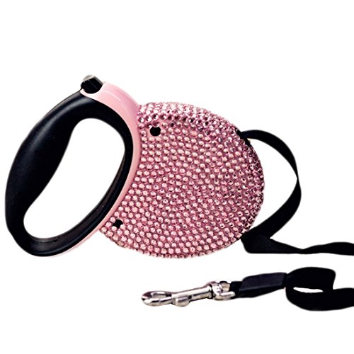 Süße Rollleine Ausziehbare Strass Hundeleine Walking Leine Einziehbare Welpen Kleine Mittlere Hunde Haustier Katzen Erziehungsleine Schleppleine Aufrollbare Retractable Leash Hundeführleine (pink) von feiling