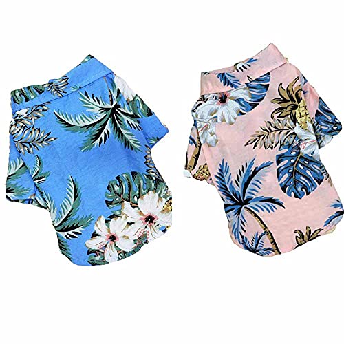 feiling 2er Pack Hunde Hemd Hawaii Kleidung Haustier Shirt Sommer Bequeme Strand T-Shirt für Kleine Hunde Welpen Katzen Hemd Dünn Hundeshirt (A, XL) von feiling