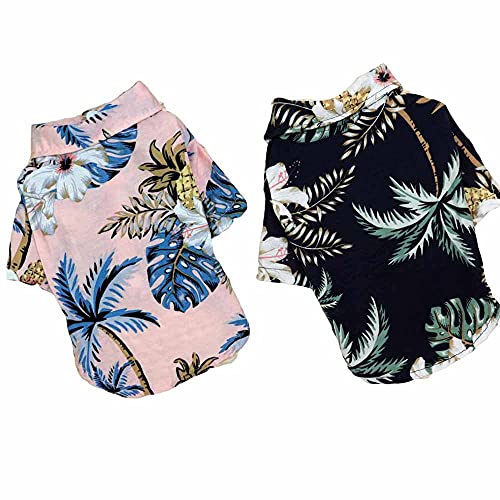 feiling 2er Pack Hunde Hemd Hawaii Kleidung Haustier Shirt Sommer Bequeme Strand T-Shirt für Kleine Hunde Welpen Katzen Hemd Dünn Hundeshirt (C, L) von feiling